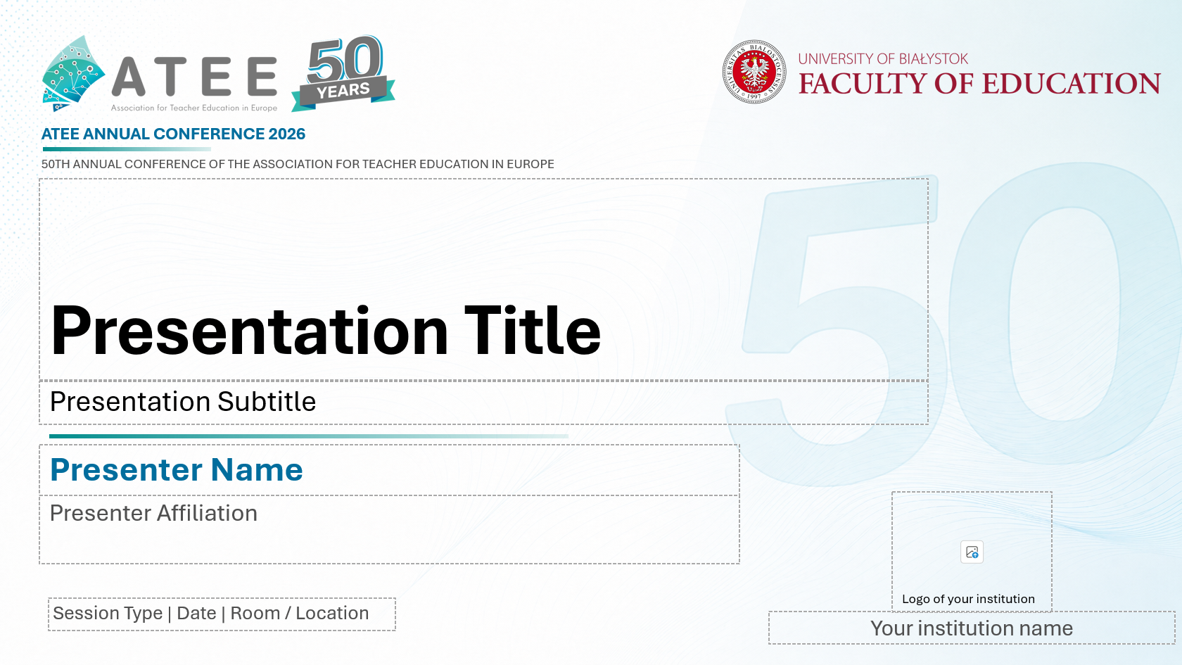 Preview of the ATEE 2026 PowerPoint title slide