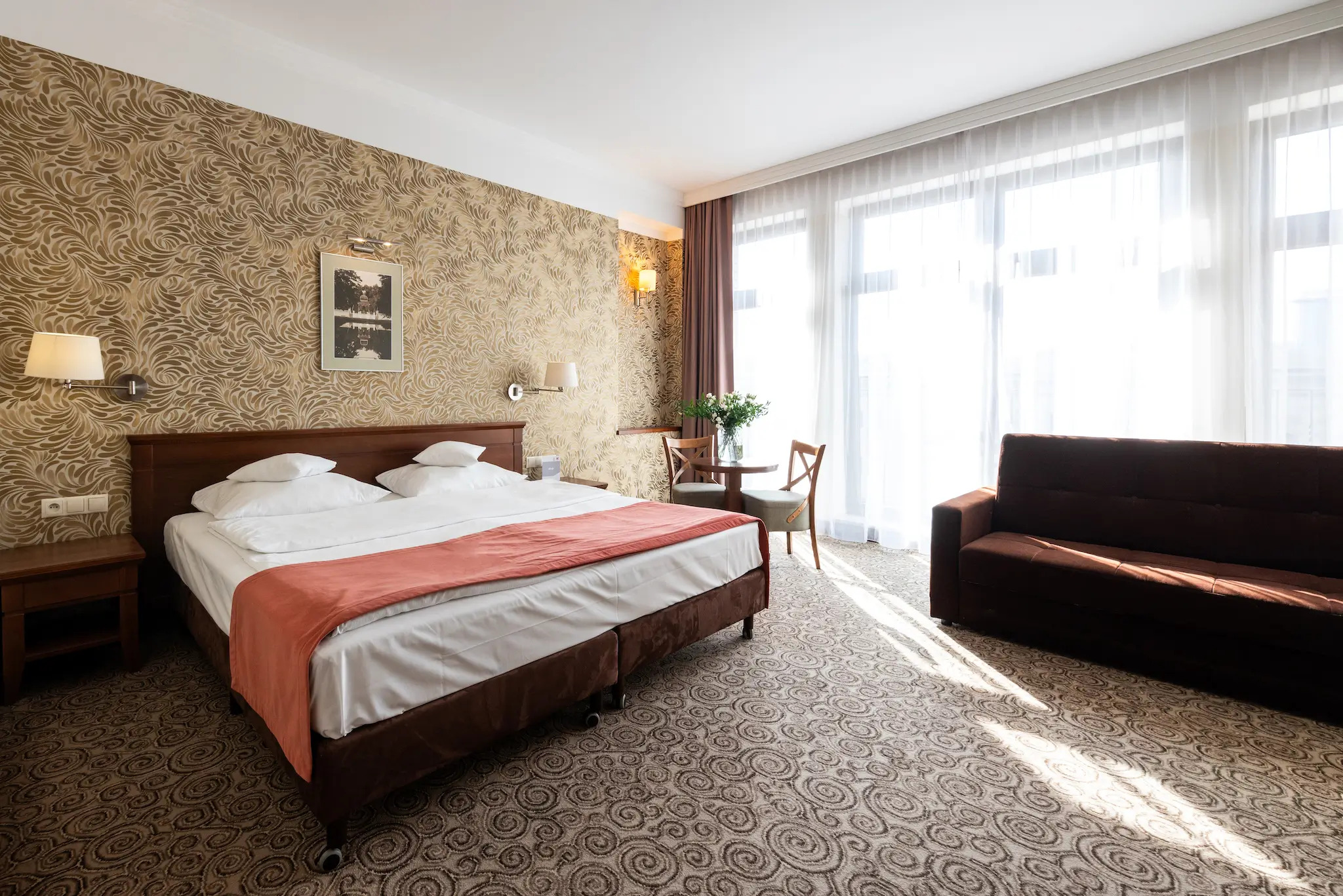 Interior view of Hotel Esperanto, showing guest room or lobby area